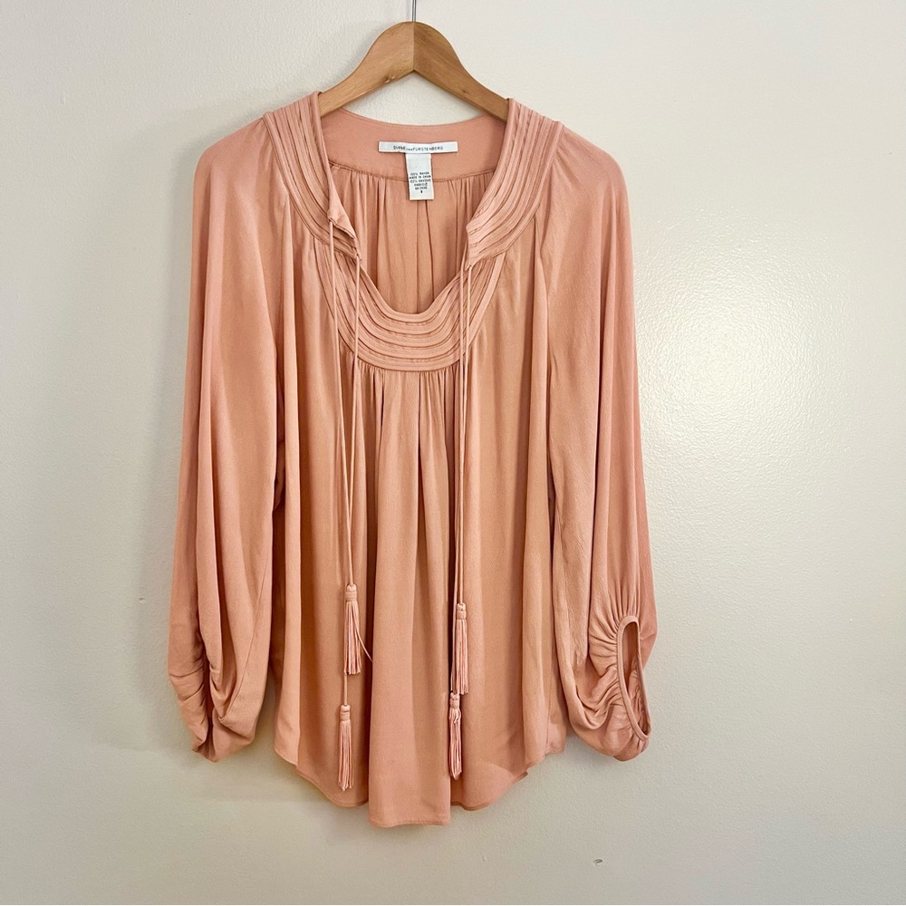 Diane Von Furstenburg Peach Aquilina Blouse - Picture 3 of 13